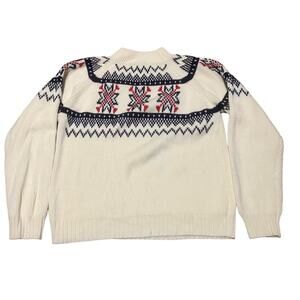 MG Vintage Sweater JCPenny Cream Blue Fair Isle Medium Womens